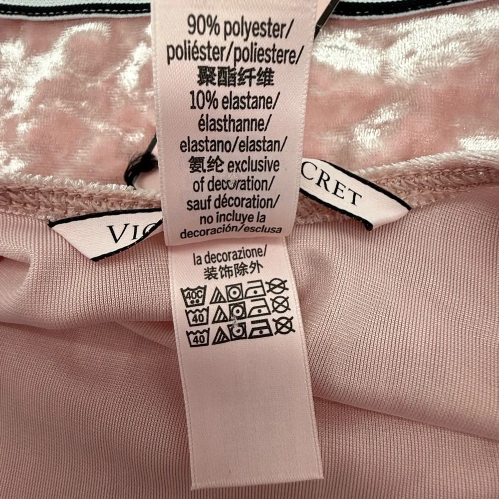Victorias Secret Top Shorts Womens Pink Crushed Velvet Crop Sleep Set🩷BNWT🩷 - Picture 11 of 16
